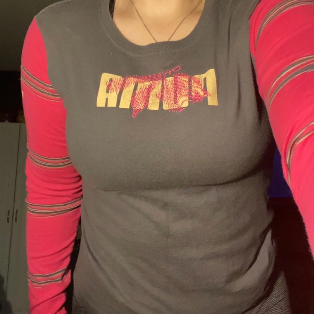 Long sleeve puma gray and pink shirt